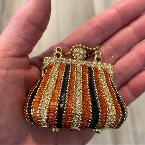 🥰Striped Evening Bag Trinket Box With Swarovski Crystals NWOT🥰